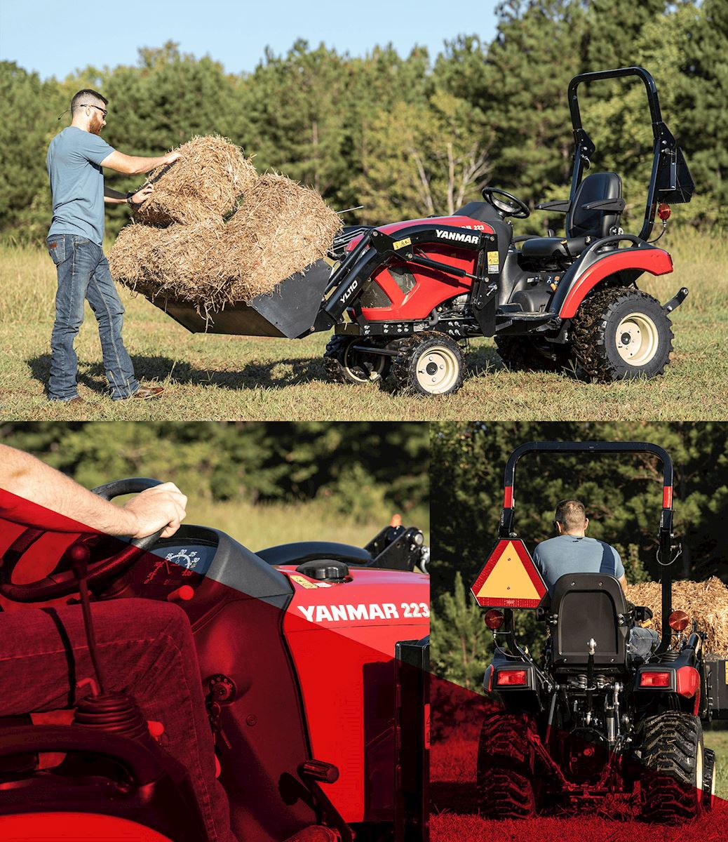SA Series - Farmer loading hay unto the tractor.
