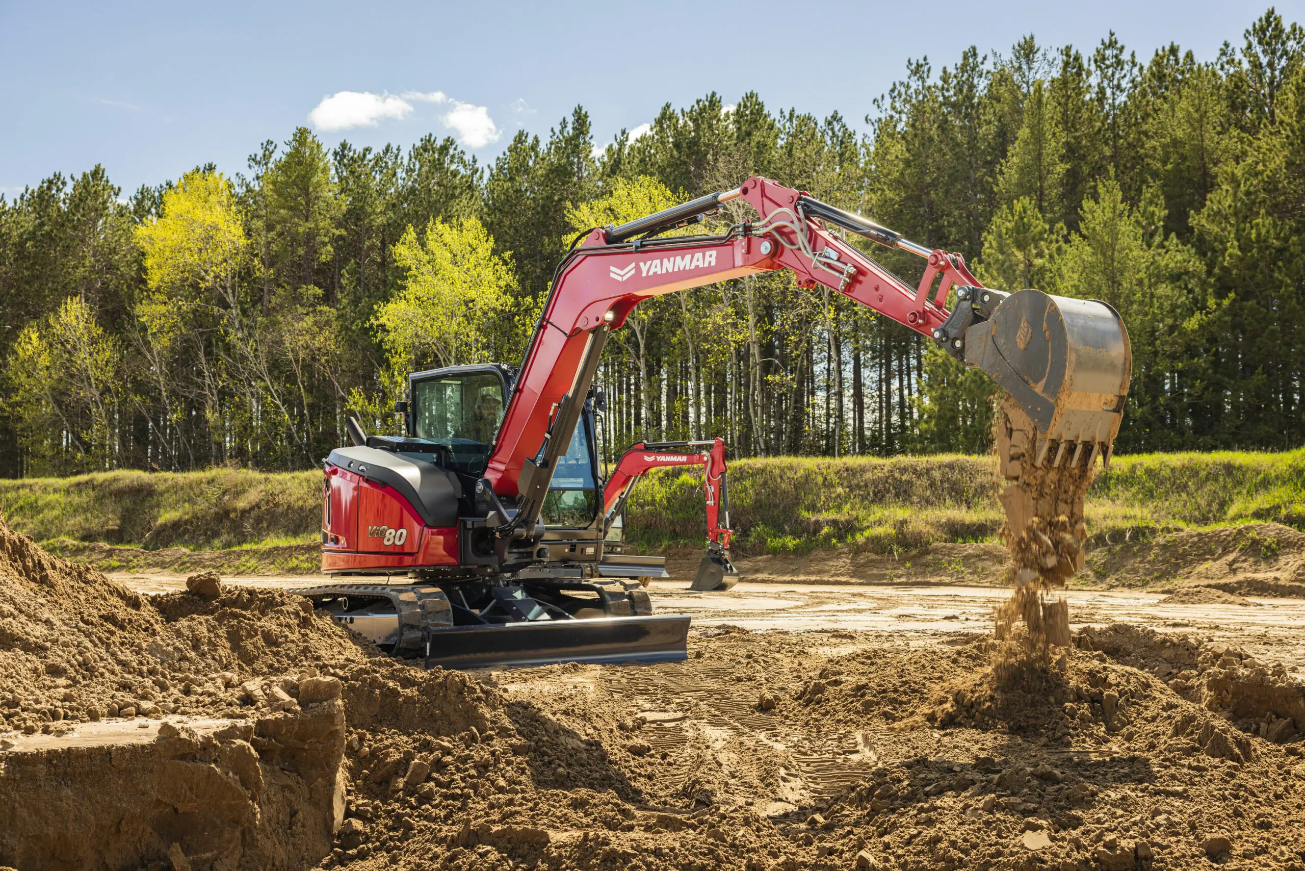 Mini Excavator ViO80-7 excavating.