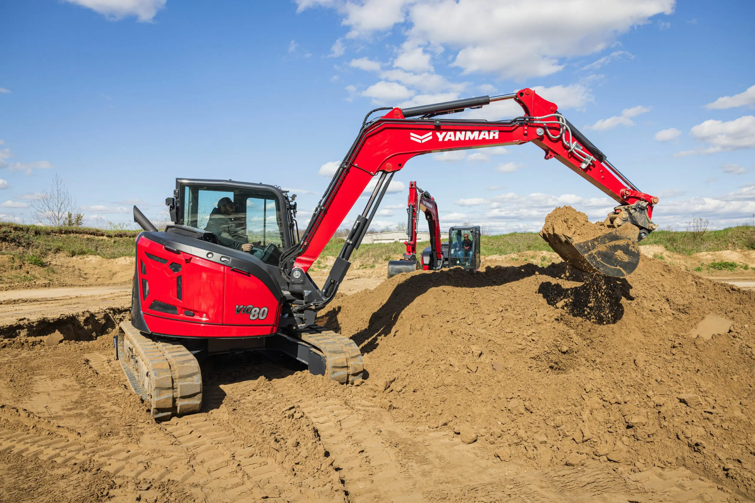 Mini Excavator ViO80-7 excavating.